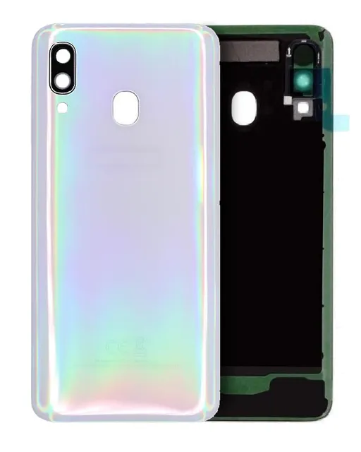 Zadní sklo se sklíčkem kamery pro Samsung Galaxy A40 (A405 / 2019) (Service Pack) (bílá)