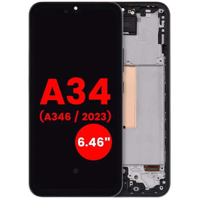 OLED displej s rámečkem pro Samsung Galaxy A34 5G (6.46") (A346 / 2023) (Aftermarket Plus) (grafitová)