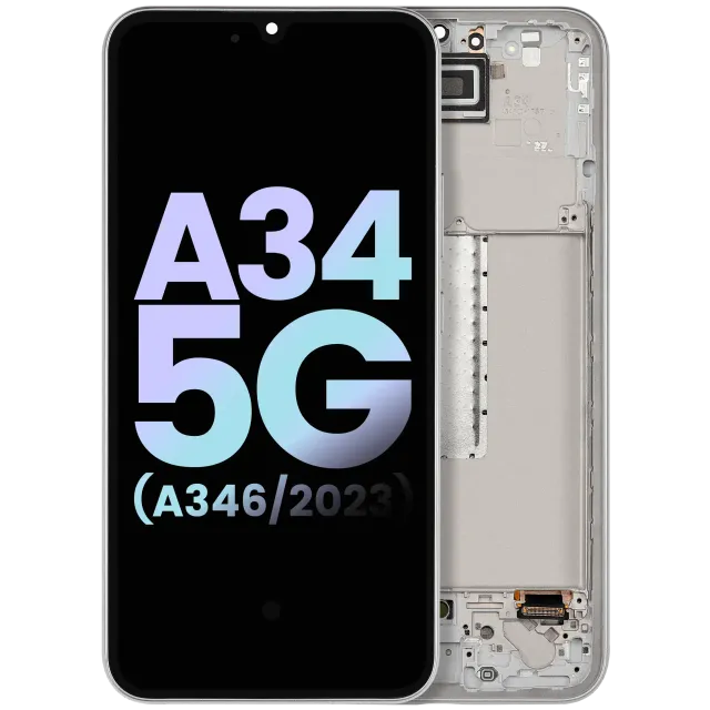 OLED displej s rámečkem pro Samsung Galaxy A34 5G (A346 / 2023) (Service Pack) (stříbrná)
