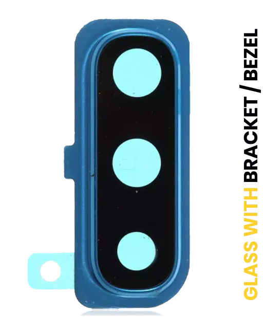 Sklíčko zadní kamery s držák / bezel pro Samsung Galaxy A30s (A307 / 2019) (modrá)
