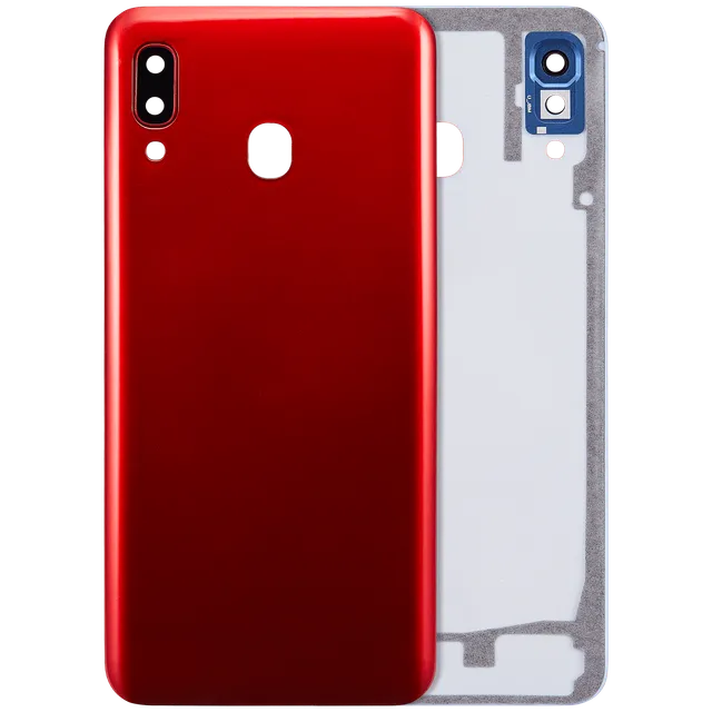 Zadní sklo se sklíčkem kamery pro Samsung Galaxy A30 (A305 / 2019) (Aftermarket Plus) (červená)