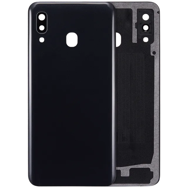Zadní sklo se sklíčkem kamery pro Samsung Galaxy A30 (A305 / 2019) (Aftermarket Plus) (černá)