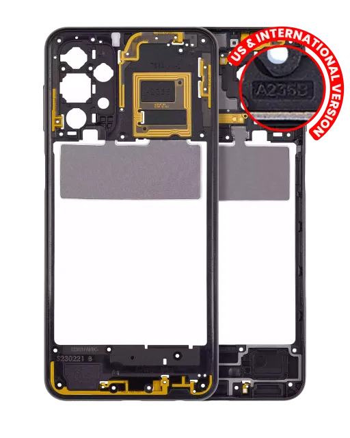 Střední rám (housing) pro Samsung Galaxy A23 5G (A236B / 2022) (mezinárodní verze) (černá)