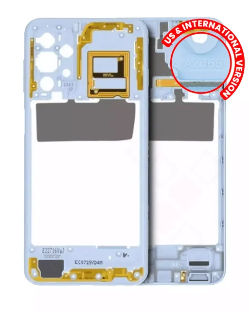Střední rám (housing) pro Samsung Galaxy A23 5G (A236B / 2022) (mezinárodní verze) (bílá)