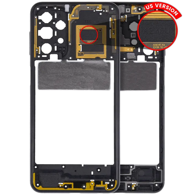 Střední rám (housing) pro Samsung Galaxy A23 5G (A236U / 2022) (US verze) (černá)