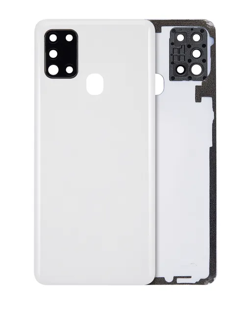 Zadní sklo se sklíčkem kamery pro Samsung Galaxy A21s (A217 / 2020) (Aftermarket Plus) (bílá)