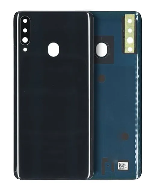 Zadní sklo se sklíčkem kamery pro Samsung Galaxy A20s (A207 / 2019) (Service Pack) (černá)