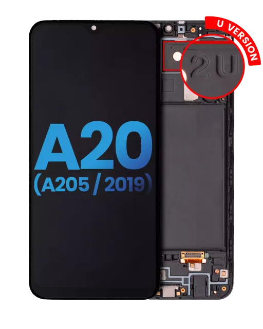 LCD displej s rámečkem pro Samsung Galaxy A20 (A205 / 2019) (US verze) (Aftermarket: Incell) (všechny barvy)