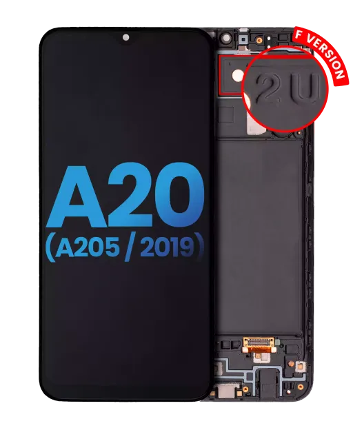 LCD displej s rámečkem pro Samsung Galaxy A20 (A205 / 2019) (F Version) (Aftermarket: Incell) (všechny barvy)