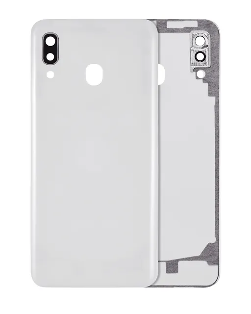 Zadní sklo se sklíčkem kamery pro Samsung Galaxy A20 (A205 / 2019) (Aftermarket Plus) (bílá)