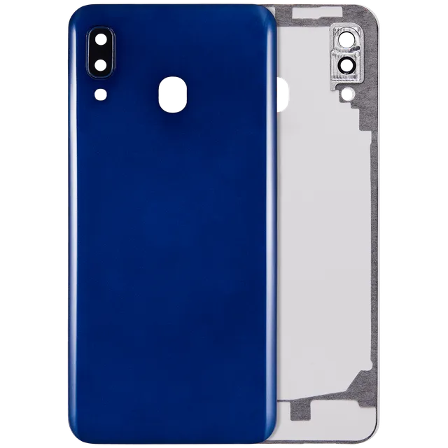 Zadní sklo se sklíčkem kamery pro Samsung Galaxy A20 (A205 / 2019) (Aftermarket Plus) (modrá)