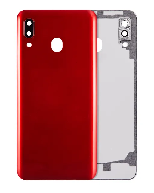 Zadní sklo se sklíčkem kamery pro Samsung Galaxy A20 (A205 / 2019) (Aftermarket Plus) (červená)