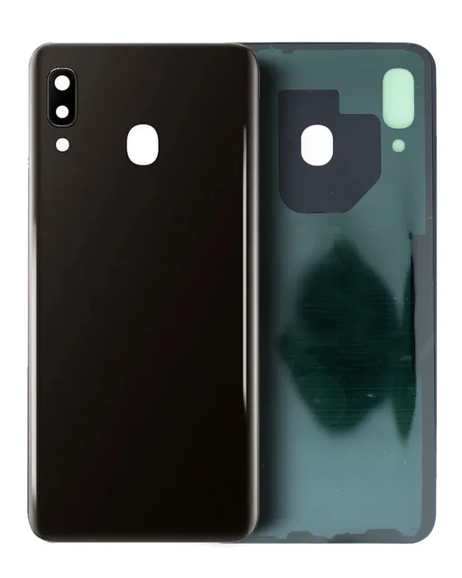 Zadní sklo se sklíčkem kamery pro Samsung Galaxy A20 (A205 / 2019) (Service Pack) (černá)
