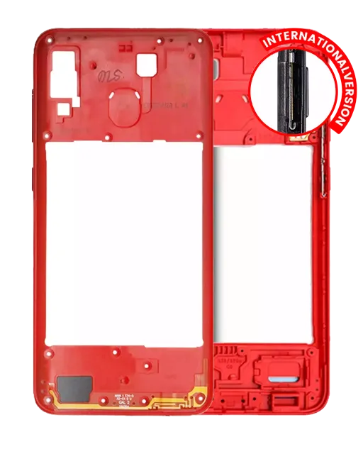 Střední rám (housing) pro Samsung Galaxy A20 (A205 / 2019) (mezinárodní verze) (červená)