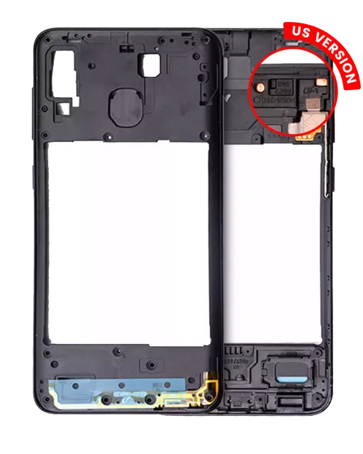 Střední rám (housing) pro Samsung Galaxy A20 (A205 / 2019) (US verze) (černá)