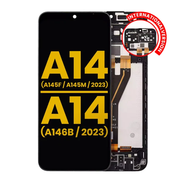 LCD displej s rámečkem pro Samsung Galaxy A14 4G (A145F / A145M / 2023) / A14 5G (A146B / 2023) (mezinárodní verze) (repasovaný) (všechny barvy)