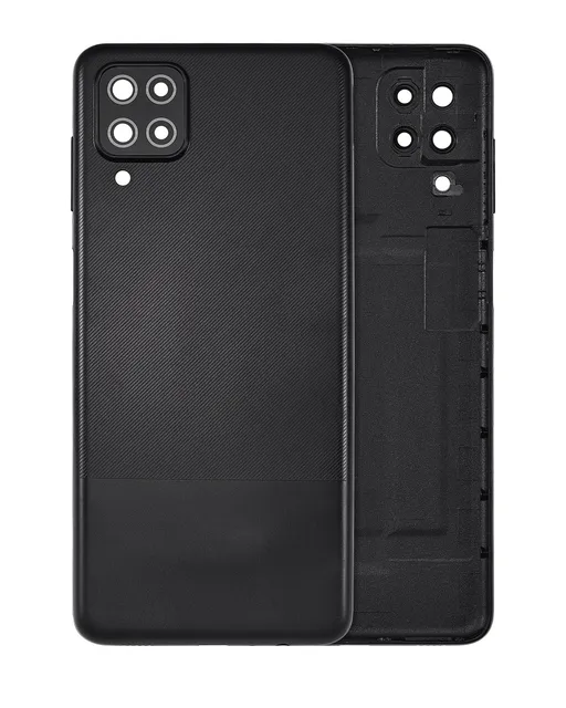 Zadní sklo se sklíčkem kamery pro Samsung Galaxy A12 (A125 / 2020) (Aftermarket Plus) (černá)