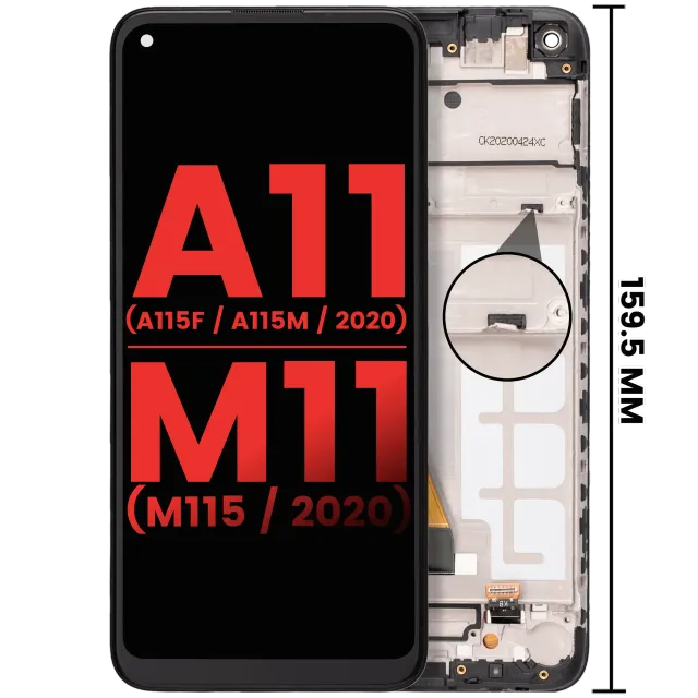 LCD displej s rámečkem pro Samsung Galaxy A11 (A115F/ A115M / 2020) / M11 (M115 /2020) (mezinárodní verze) (Aftermarket Plus) (všechny barvy)