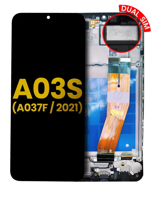 LCD displej s rámečkem pro Samsung Galaxy A03s (A037F / 2021) (Dual Sim) (Micro USB Frame) (repasovaný) (All Color)