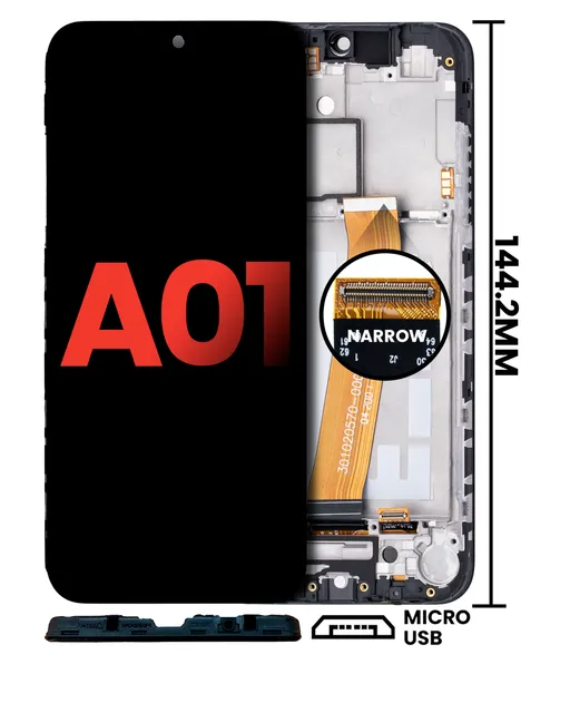 LCD displej s rámečkem pro Samsung Galaxy A01 (Global Model) (Micro USB Frame) (Aftermarket Plus: Incell) (všechny barvy)