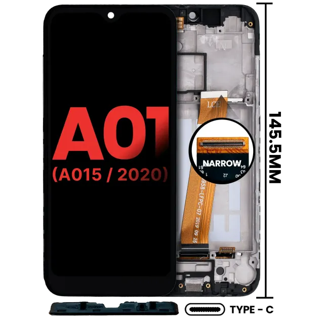 LCD displej s rámečkem pro Samsung Galaxy A01 4G (A015 / 2020) (US Model) (TYPE-C Frame) (Aftermarket Plus) (všechny barvy)
