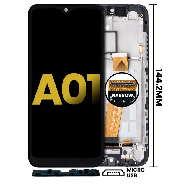 LCD displej s rámečkem pro Samsung Galaxy A01 (Global Model) (Micro USB Frame) (repasovaný) (všechny barvy)