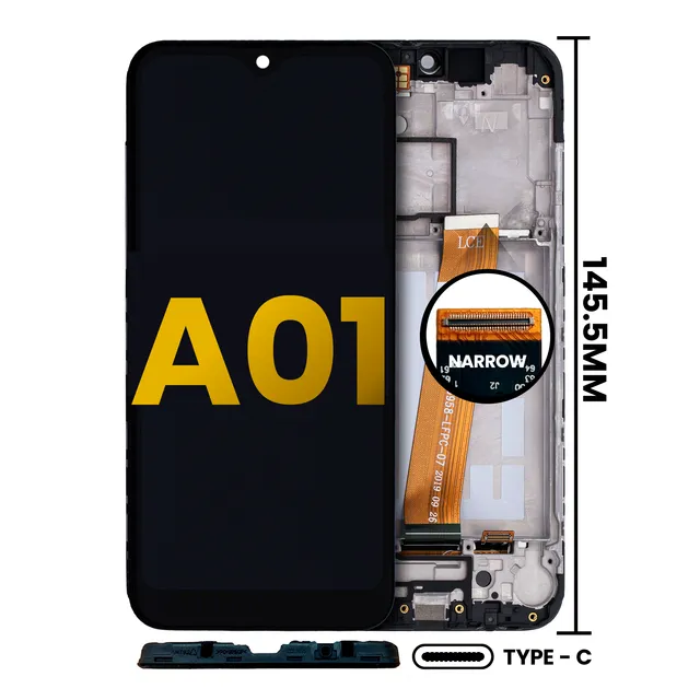 LCD displej s rámečkem pro Samsung Galaxy A01 (US Model) (TYPE-C Frame) (repasovaný) (všechny barvy)