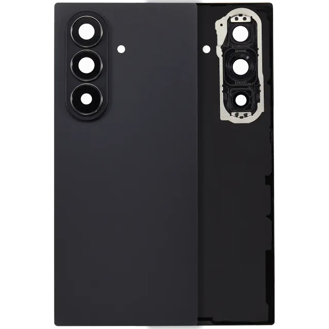Zadní sklo se sklíčkem kamery pro Samsung Galaxy Z Fold 7 5G (bez loga) (Aftermarket Plus) (temně černá)