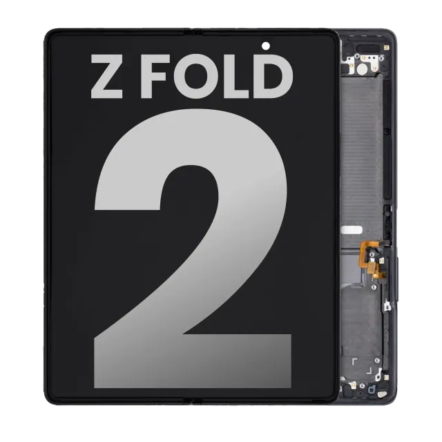 Vnitřní OLED s rámečkem pro Samsung Galaxy Z Fold 2 5G (originál z vyřazeného zařízení, stav B/C) (US & International) (Mystic Black)