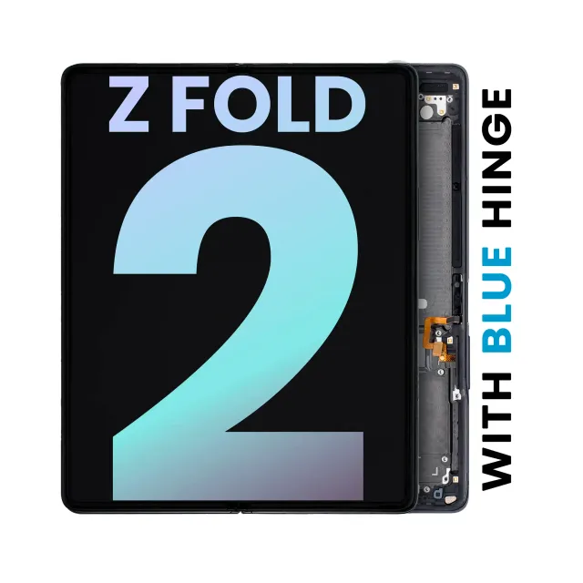 Vnitřní OLED s rámečkem pro Samsung Galaxy Z Fold 2 5G (Service Pack) (US & International) (Mystic Black With Blue Hinge)