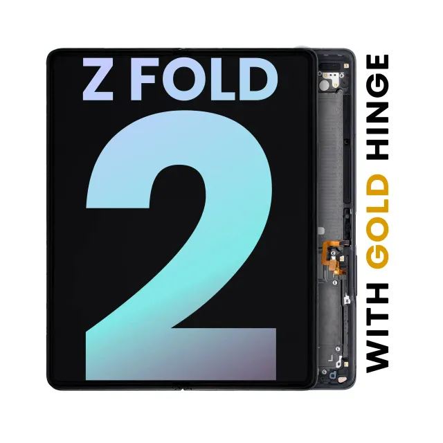 Vnitřní OLED s rámečkem pro Samsung Galaxy Z Fold 2 5G (US & International) (Service Pack) (Mystic Black With Gold Hinge)