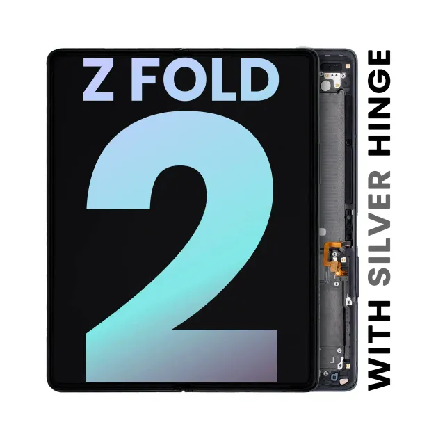 Vnitřní OLED s rámečkem pro Samsung Galaxy Z Fold 2 5G (US & International) (Service Pack) (Mystic Black With Silver Hinge)