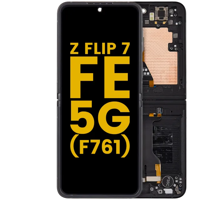 Vnitřní OLED s rámečkem pro Samsung Galaxy Z Flip 7 FE 5G (F761) (US & International) (repasovaný) (černá)