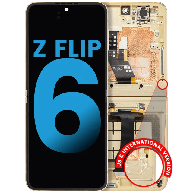 Vnitřní OLED s rámečkem pro Samsung Galaxy Z Flip 6 5G (US & International) (Aftermarket) (žlutá)