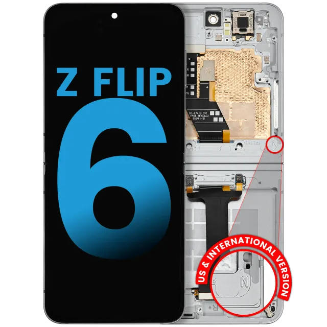 Vnitřní OLED s rámečkem pro Samsung Galaxy Z Flip 6 5G (F741) (US & International) (Aftermarket) (bílá)