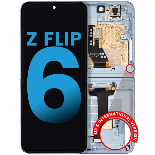 Vnitřní OLED s rámečkem pro Samsung Galaxy Z Flip 6 5G (US & International) (Aftermarket) (modrá)