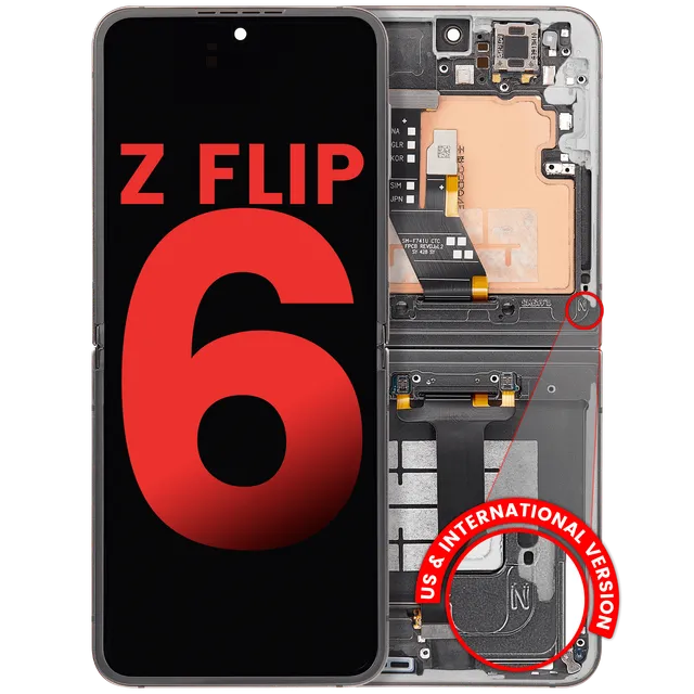 Vnitřní OLED s rámečkem pro Samsung Galaxy Z Flip 6 5G (US & International) (Aftermarket Plus) (Silver Shadow)