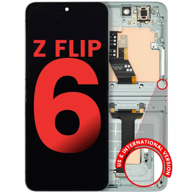 Vnitřní OLED s rámečkem pro Samsung Galaxy Z Flip 6 5G (F741) (US & International) (Aftermarket Plus) (Mint)