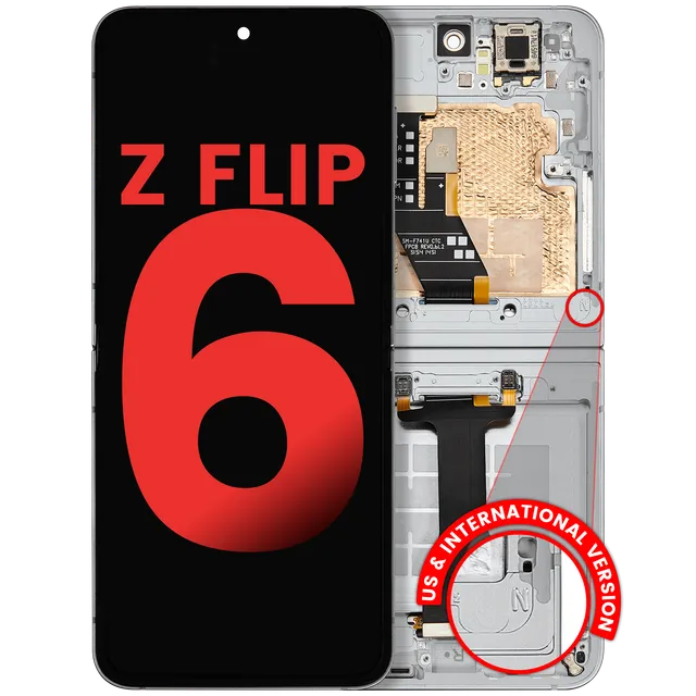 Vnitřní OLED s rámečkem pro Samsung Galaxy Z Flip 6 5G (F741) (US & International) (Aftermarket Plus) (bílá)