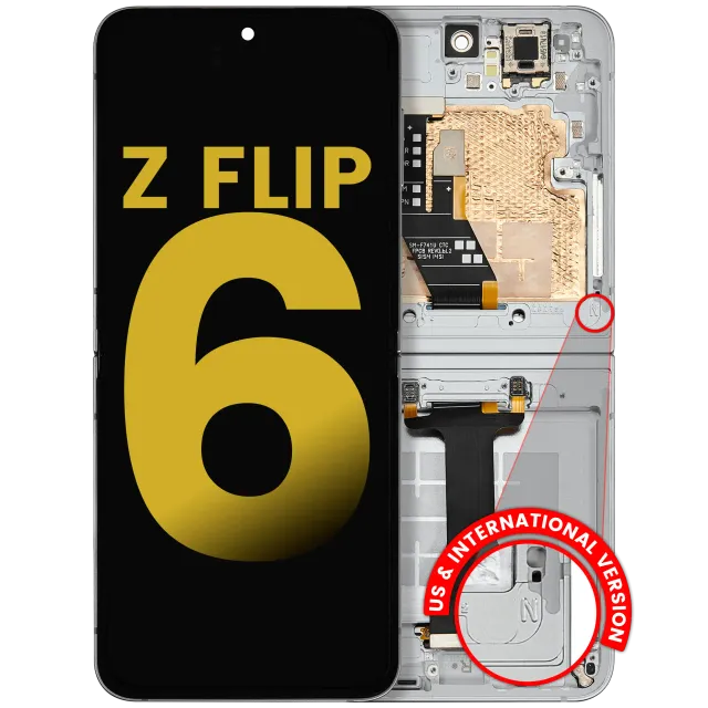 Vnitřní OLED s rámečkem pro Samsung Galaxy Z Flip 6 (F741) (US & International) (repasovaný) (bílá)