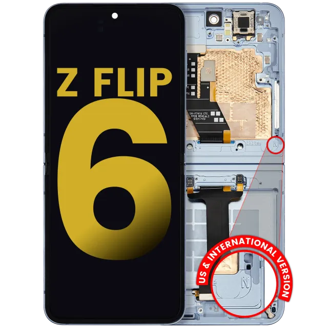 Vnitřní OLED s rámečkem pro Samsung Galaxy Z Flip 6 (F741) (US & International) (repasovaný) (modrá)