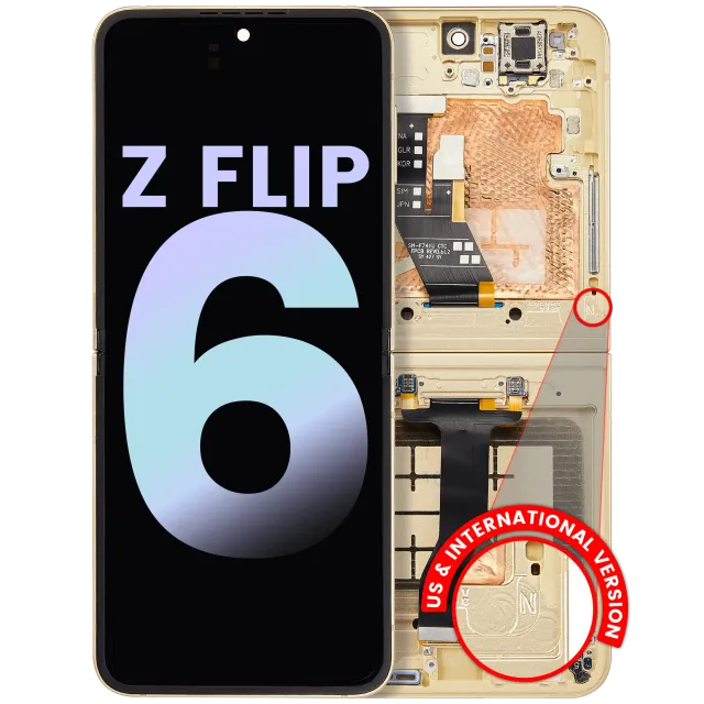 Vnitřní OLED s rámečkem pro Samsung Galaxy Z Flip 6 5G (US & International) (Service Pack) (žlutá)