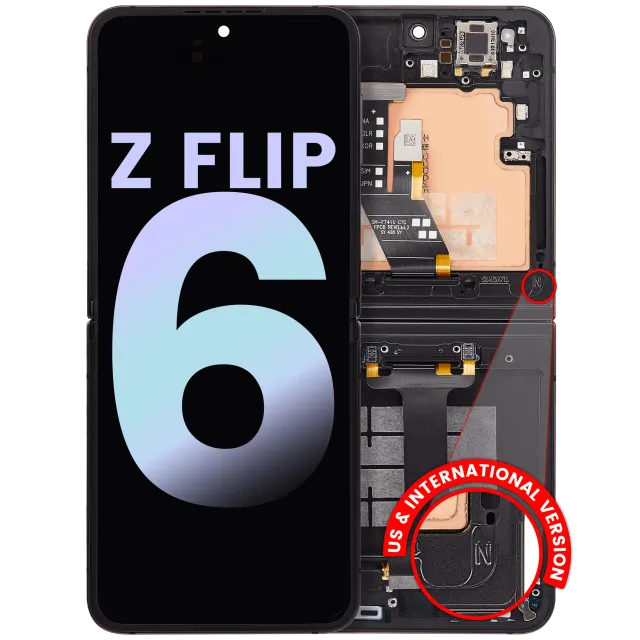 Vnitřní OLED s rámečkem pro Samsung Galaxy Z Flip 6 5G (US & International) (Service Pack) (černá)