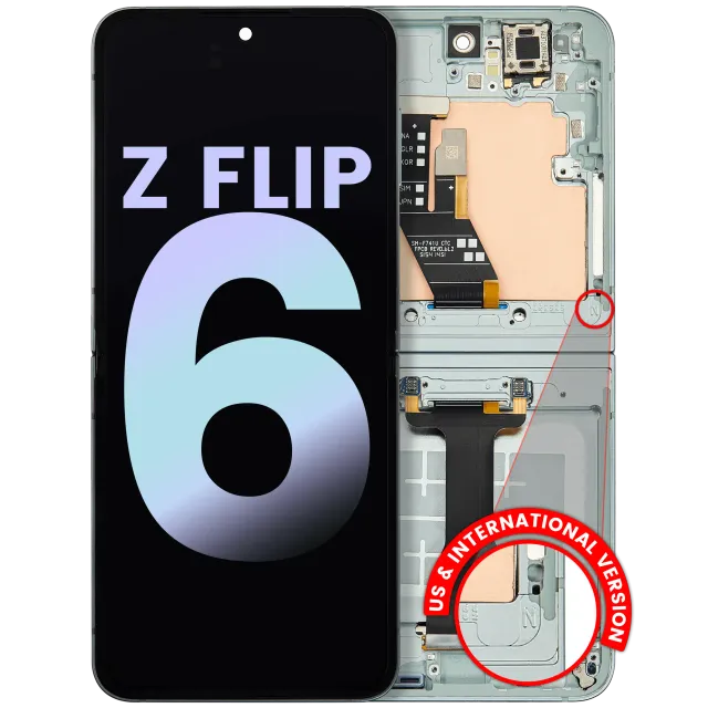 Vnitřní OLED s rámečkem pro Samsung Galaxy Z Flip 6 5G (US & International) (Service Pack) (Mint)