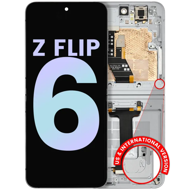 Vnitřní OLED s rámečkem pro Samsung Galaxy Z Flip 6 5G (US & International) (Service Pack) (bílá)
