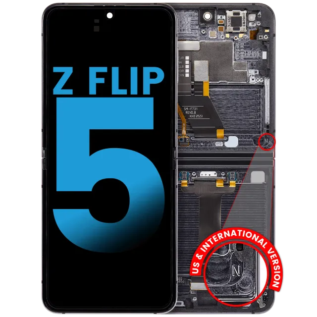 Vnitřní OLED s rámečkem pro Samsung Galaxy Z Flip 5 5G (F731) (US & International) (Aftermarket) (černá)