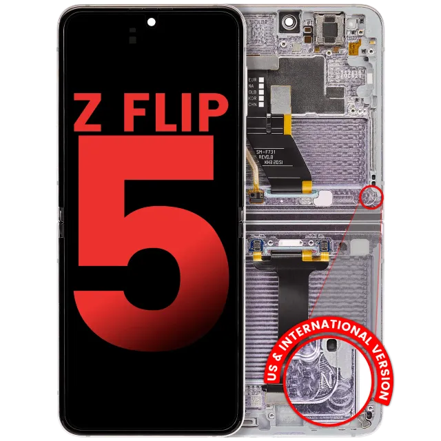 Vnitřní OLED s rámečkem pro Samsung Galaxy Z Flip 5 5G (US & International) (Aftermarket Plus) (levandulová)