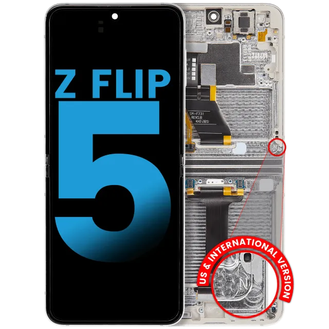Vnitřní OLED s rámečkem pro Samsung Galaxy Z Flip 5 5G (US & International) (Aftermarket) (Cream)