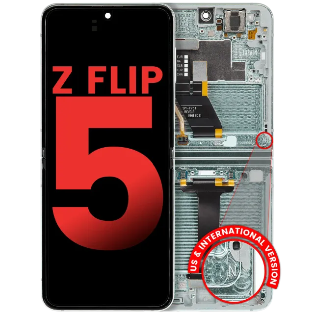Vnitřní OLED s rámečkem pro Samsung Galaxy Z Flip 5 5G (F731) (US & International) (Aftermarket Plus) (zelená)