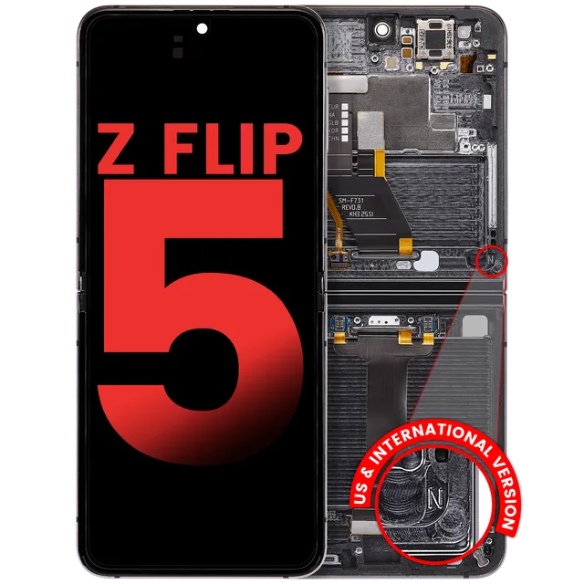 Vnitřní OLED s rámečkem pro Samsung Galaxy Z Flip 5 5G (F731) (US & International) (Aftermarket Plus) (šedá)